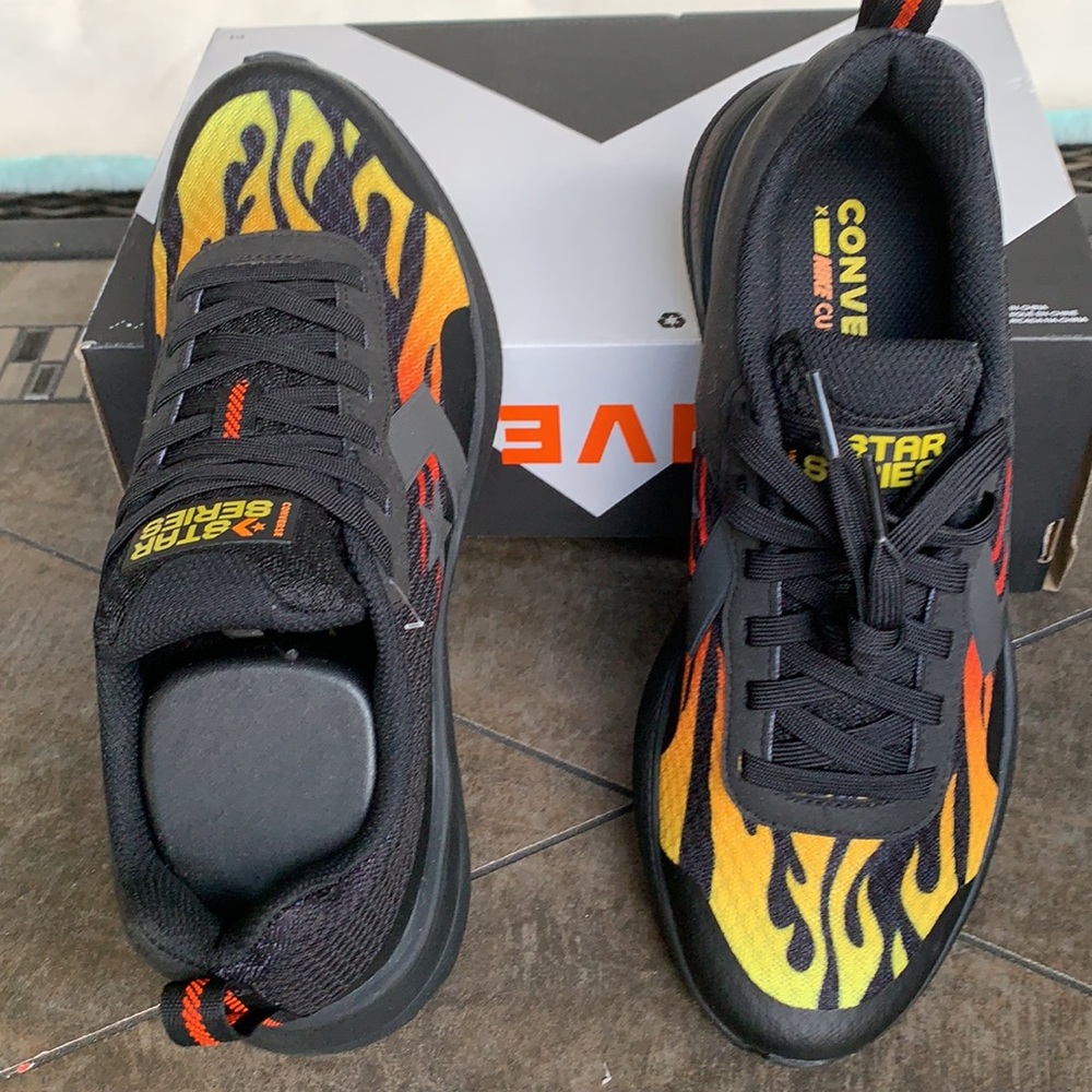 CONVERSE STAR SERIES RN OX BLACK/ENAMEL RED MENS - Picture 7 of 14